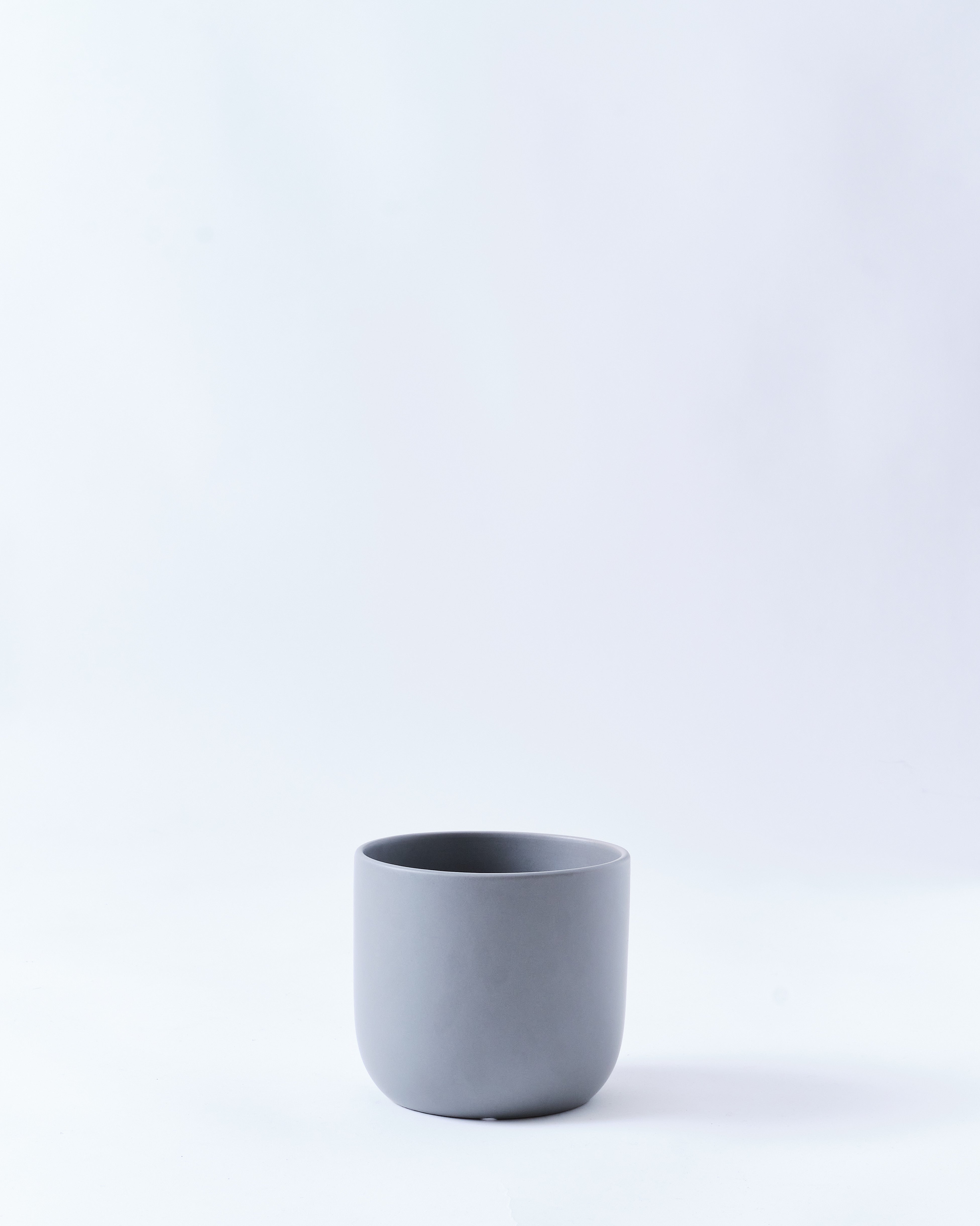 5号の陶器の植木鉢_グレー